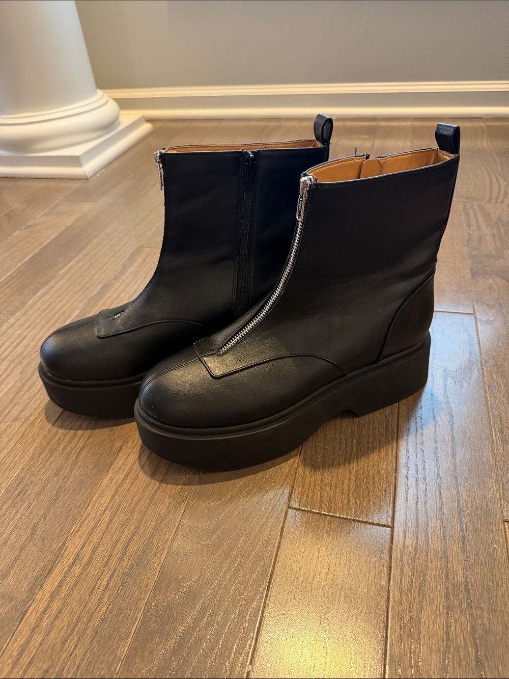 wild fable Black Front-Zip Platform Ankle Boots